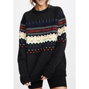 Opening Ceremony Fairisle Oversized Knit Pullover Sweater Black Women's Size XS